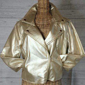Ci Sono by Cavalini Gold Faux Leather Jacket